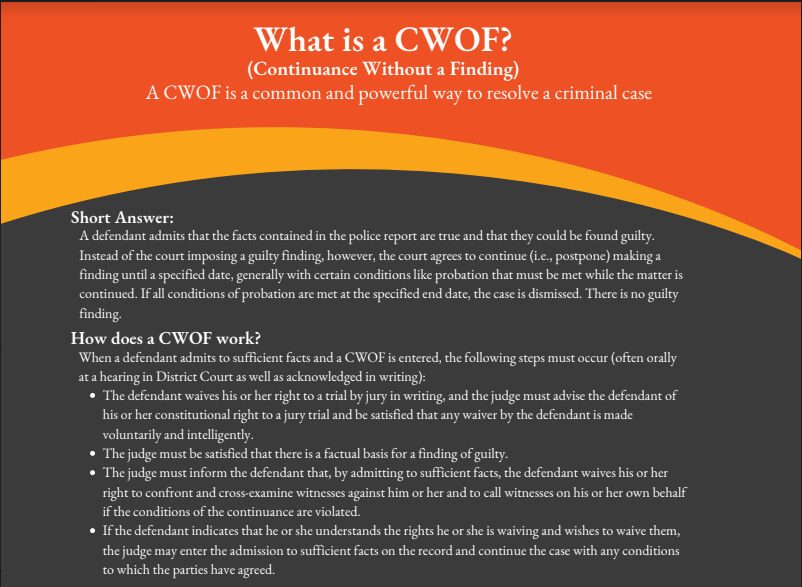 What is a CWOF in Massachusetts? | Nate Amendola Defense