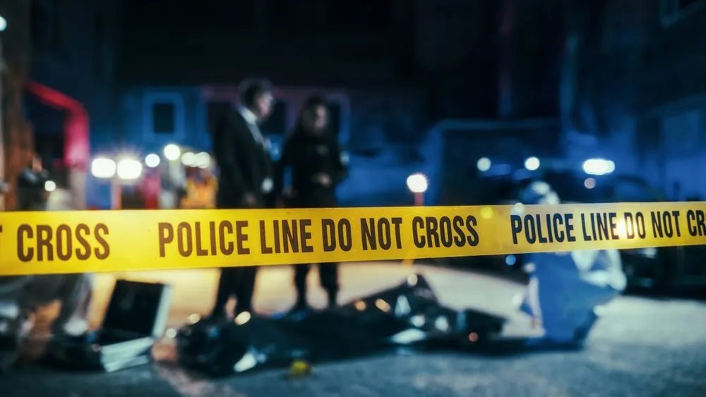 Close Up on Crime Scene Yellow Tape Showing Text