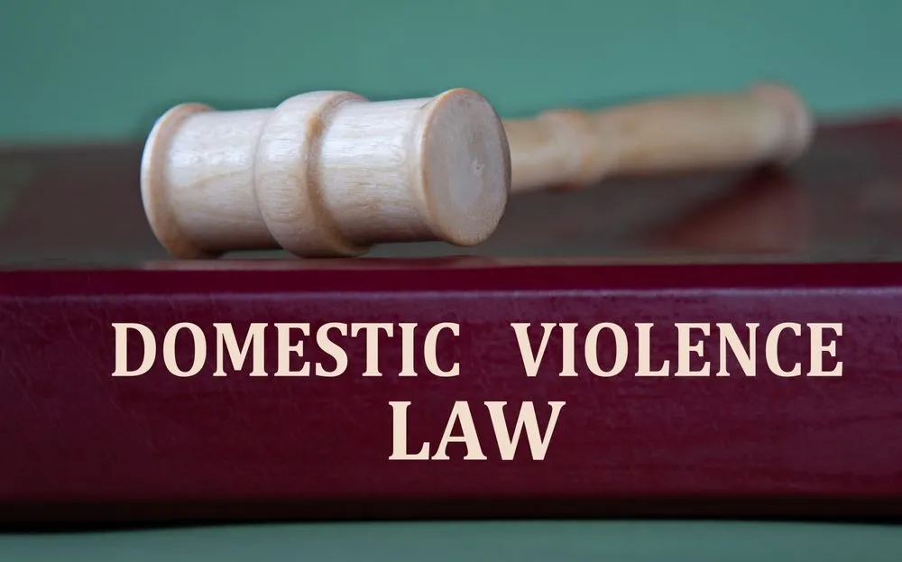 A gavel rests on a book about domestic violence law that addresses the question: What is considered domestic violence?